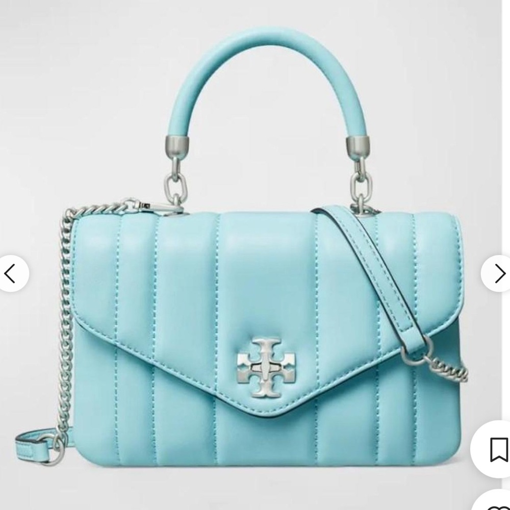 Tory Burch Celeste Blue Handbag with Silver Chain